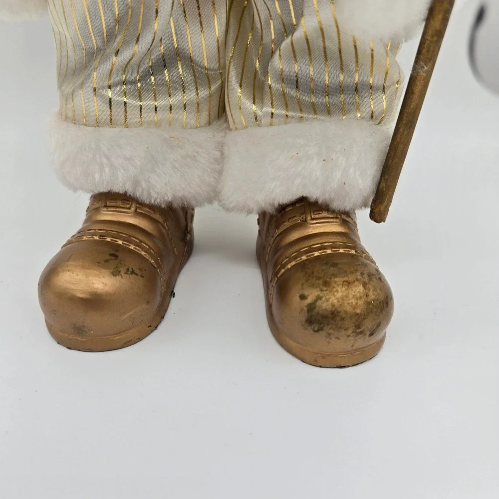 Windy Hill Collection Santa Claus Figurine Gold White Holiday Decor Christmas